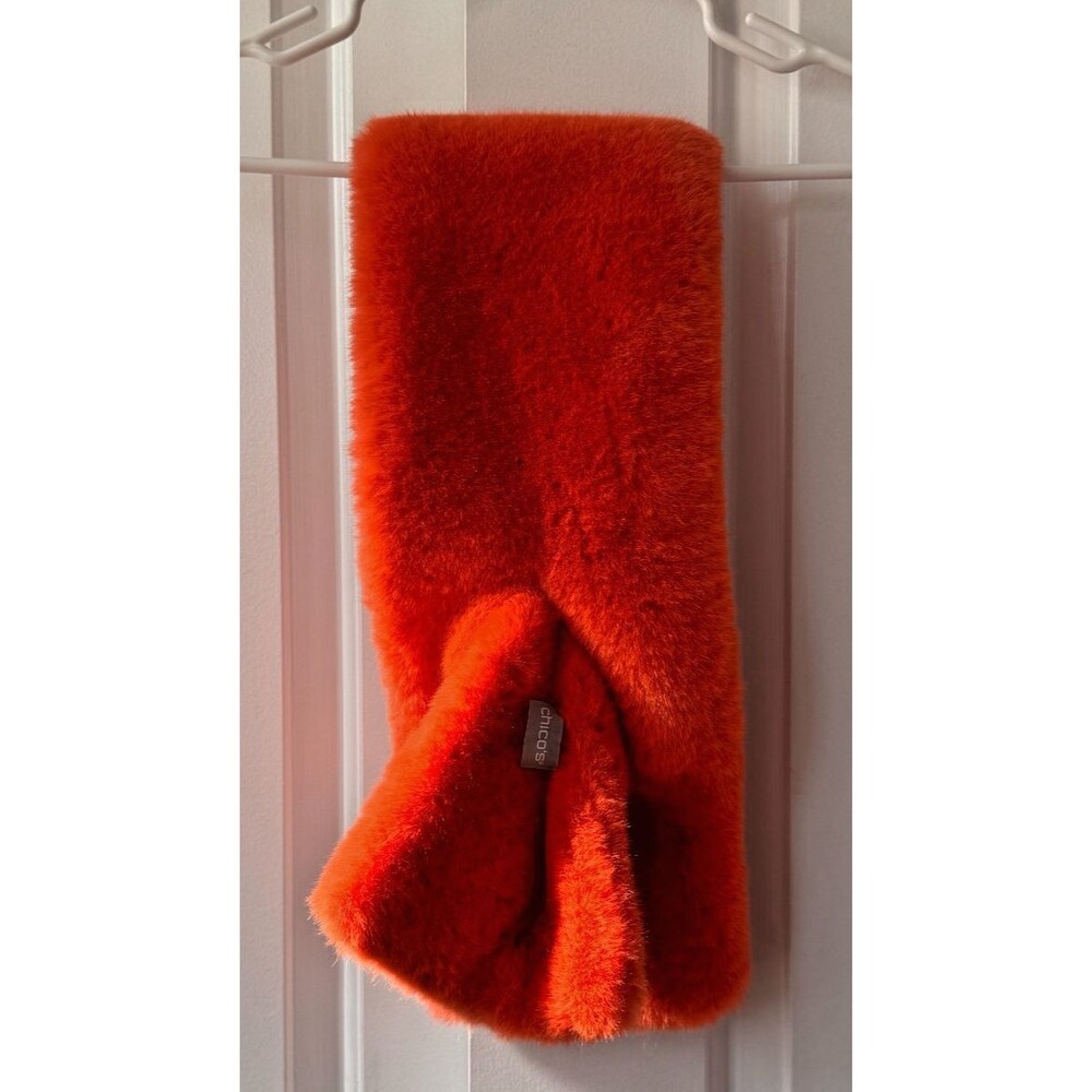 Chico's Faux Fur Pull Through Orange Cold Weather Winter Rare color $70